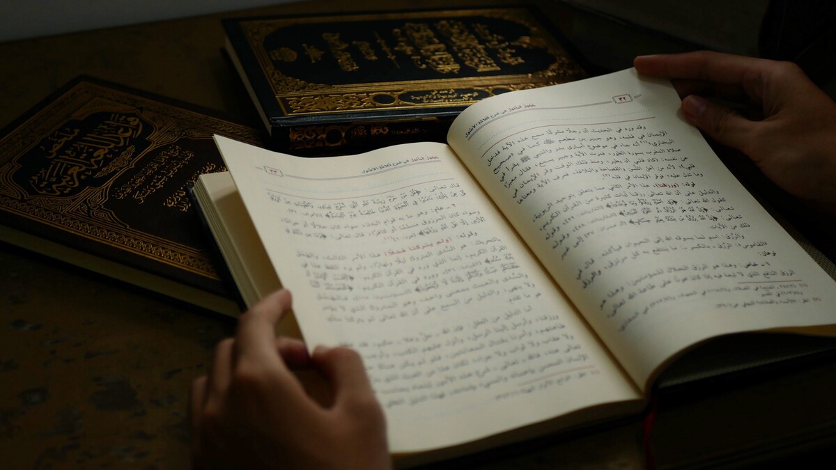 Photo of a book printed in Arabic.